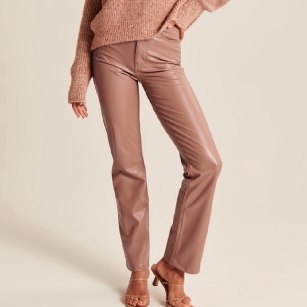 Abercrombie The 90s Straight Ultra High Rise Pants Faux Leather